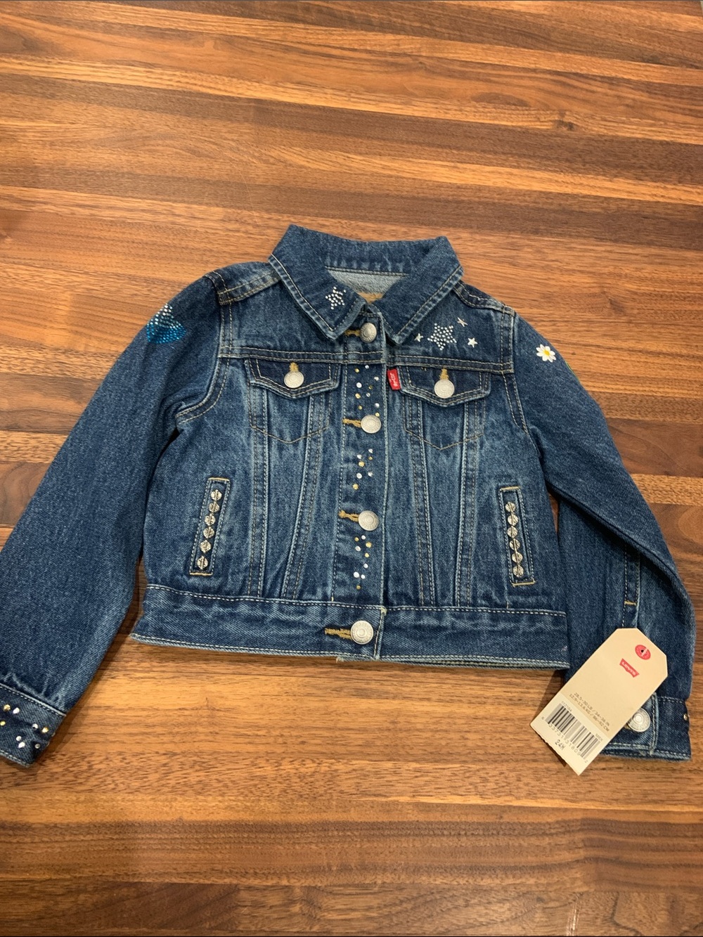 NWT Levi's Kids Star Rhinestone Custom Embellished Jean Jacket 24 Months